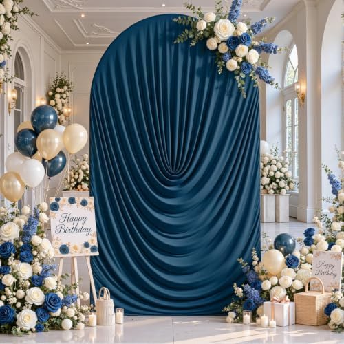Navy Blue Draped Arch Cover, 6.6FT Elegant Wedding Arch Backdrop Cover in 6.6FT in Navy Blue