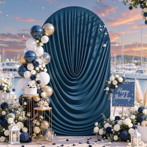 Navy Blue Draped Arch Cover, 6.6FT Elegant Wedding Arch Backdrop Cover in 6.6FT in Navy Blue, alternate view 2