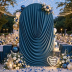 Navy Blue Draped Arch Cover, 6.6FT Elegant Wedding Arch Backdrop Cover in 6.6FT in Navy Blue, alternate view 4