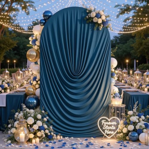 Navy Blue Draped Arch Cover, 7.2FT Elegant Wedding Arch Backdrop Cover in 7.2FT in Navy Blue, alternate view 4