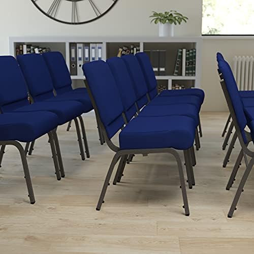 Navy Blue Fabric 21" W Stacking Church Chair