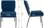 Navy Blue Fabric 21" W Stacking Church Chair, alternate view 2