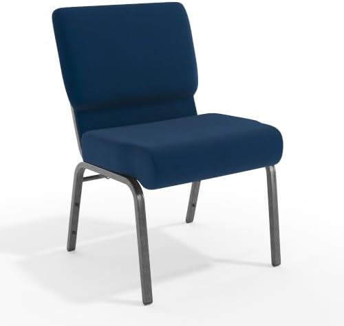 Navy Blue Fabric 21" W Stacking Church Chair, alternate view 3