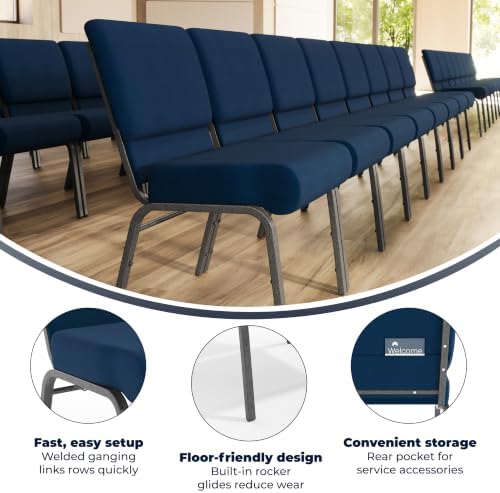 Navy Blue Fabric 21" W Stacking Church Chair, alternate view 4