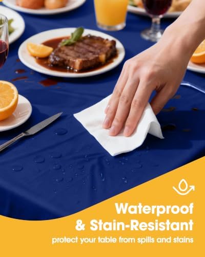 Navy Blue Plastic Table Cloth Disposable, 4 Pack, 54 x 108 in, alternate view 2