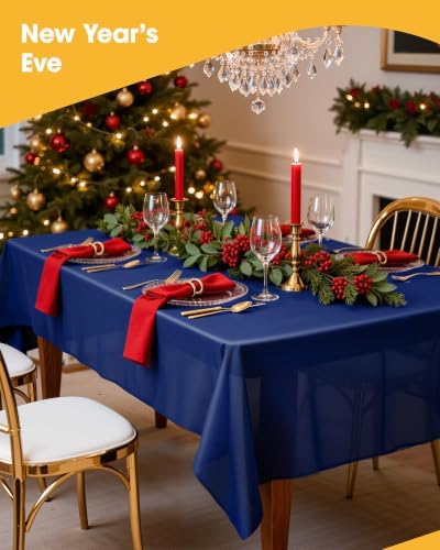 Navy Blue Plastic Table Cloth Disposable, 4 Pack, 54 x 108 in, alternate view 7