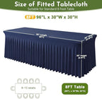 Navy Blue Spandex Tablecloth for 8FT Rectangle Tables, Table Skirt, alternate view 2