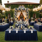 Navy Blue Spandex Tablecloth for 8FT Rectangle Tables, Table Skirt, alternate view 7