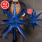 Navy Blue Star Spike Balloons 2pcs Explosion Foil Mylar Balloons in 2 PCS - 42 Inch in Blue-navy Blue, alternate view 2