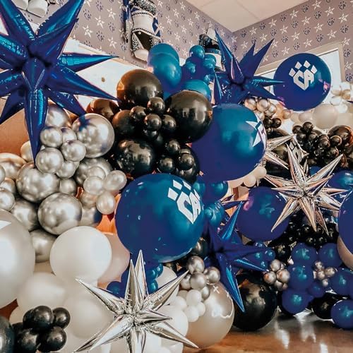 Navy Blue Star Spike Balloons 2pcs Explosion Foil Mylar Balloons in 2 PCS - 42 Inch in Blue-navy Blue, alternate view 3