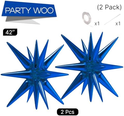 Navy Blue Star Spike Balloons 2pcs Explosion Foil Mylar Balloons in 2 PCS - 42 Inch in Blue-navy Blue, alternate view 4