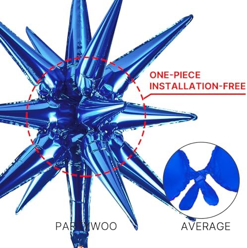 Navy Blue Star Spike Balloons 2pcs Explosion Foil Mylar Balloons in 2 PCS - 42 Inch in Blue-navy Blue, alternate view 5