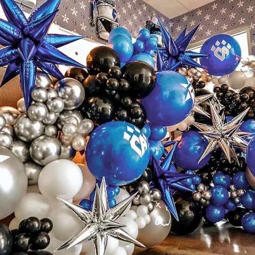 Navy Blue Star Spike Balloons 6pcs Explosion Foil Mylar Balloons in 6 PCS - 27&22 Inch in Blue-navy Blue, alternate view 2