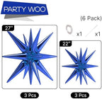 Navy Blue Star Spike Balloons 6pcs Explosion Foil Mylar Balloons in 6 PCS - 27&22 Inch in Blue-navy Blue, alternate view 3
