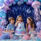 Navy Blue Tinsel Backdrop, 4 Pack 3.3 x 6.6 ft Foil Fringe Curtains in 3.3 x 6.6 ft, alternate view 7