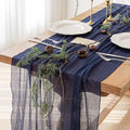 Navy Cheesecloth Table Runner 120 Inches Fall Summer Boho Decorations