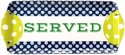 Navy Pickleball Melamine Serving Tray with Handles Reusable Party Platter in Navy & Lime