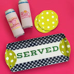 Navy Pickleball Melamine Serving Tray with Handles Reusable Party Platter in Navy & Lime, alternate view 5
