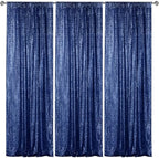 Navy Sequin Backdrop Curtain 3 Panels 2FTx8FT Glitter Navy Background Drapes Sparkle Photography Backdrop for