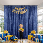 Navy Sequin Backdrop Curtain 3 Panels 2FTx8FT Glitter Navy Background Drapes Sparkle Photography Backdrop for, alternate view