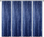 Navy Sequin Backdrop Curtain 4 Panels 2FTx8FT Glitter Navy Background Drapes Sparkle Photography Backdrop for