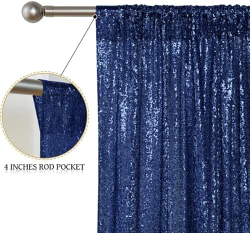 Navy Sequin Backdrop Curtain 7FTx7FT Glitter Navy Background Drapes Sparkle Photography Backdrop for Party, alternate view 5