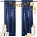 Navy Sequin Backdrop Curtains 2 Panels 4x7FT Wedding Party in 4FTx7FTx2PC in Navy Blue