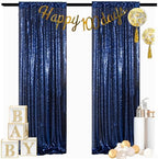 Navy Sequin Backdrop Curtains 2 Panels 4x7FT Wedding Party in 4FTx7FTx2PC in Navy Blue