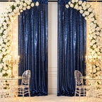 Navy Sequin Backdrop Curtains 2 Panels 4x7FT Wedding Party in 4FTx7FTx2PC in Navy Blue, alternate view 2
