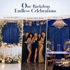 Navy Sequin Backdrop Curtains 2 Panels 4x7FT Wedding Party in 4FTx7FTx2PC in Navy Blue, alternate view 4