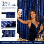 Navy Sequin Backdrop Curtains 2 Panels 4x7FT Wedding Party in 4FTx7FTx2PC in Navy Blue, alternate view 5