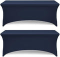Navy Spandex Table Covers 6ft, 2 Pack - Elegant, Durable, Stretchy 6ft Table Cover Fitted, Wrinkle and Stain