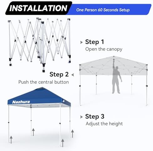 Nazhura 10' x 10' Pop Up Canopy Tent with Sand Weight Bag, Freestanding Sun Shelter for Picnic and Camping, One, alternate