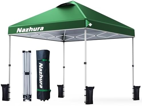 Nazhura 10' x 10' Pop Up Canopy Tent with Sand Weight Bag, Freestanding Sun Shelter for Picnic and Camping, One