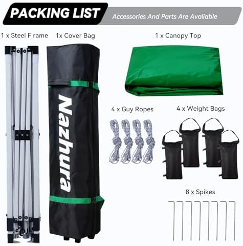 Nazhura 10' x 10' Pop Up Canopy Tent with Sand Weight Bag, Freestanding Sun Shelter for Picnic and Camping, One, alternate