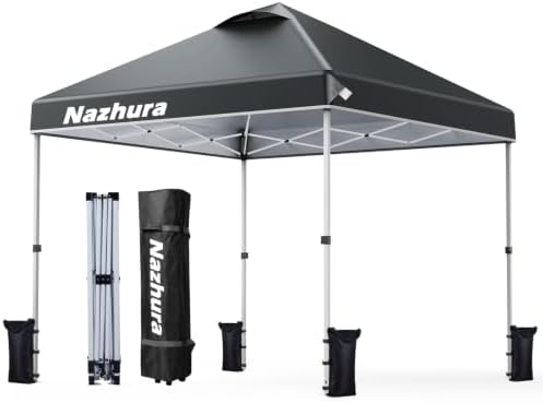 Nazhura 10' x 10' Pop Up Canopy Tent with Sand Weight Bag, Freestanding Sun Shelter for Picnic and Camping, One