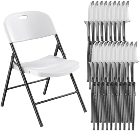 Nazhura 350 Weight Limit Heavy Duty Plastic Folding Chair with Reinfoced Steel Frame for Indoor and Outdoor