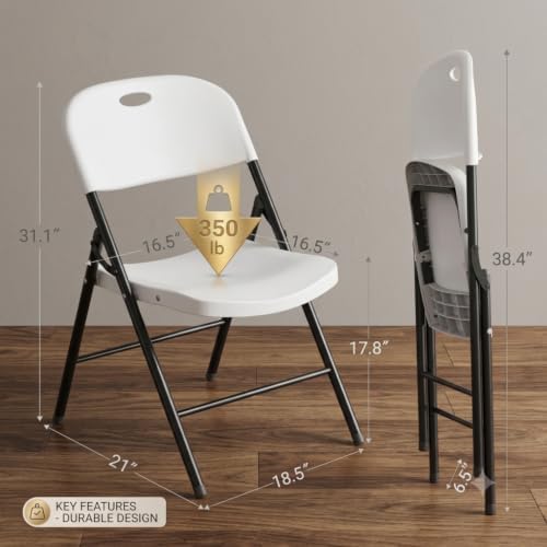 Nazhura 350 Weight Limit Heavy Duty Plastic Folding Chair with Reinforced Steel Frame for Indoor and Outdoor, alternate view