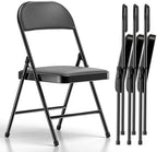 Nazhura 4 Pack Folding Chairs, Fabric Dining Chair Set with Padded Cushion and Back, Indoor Outdoo Seat for Home