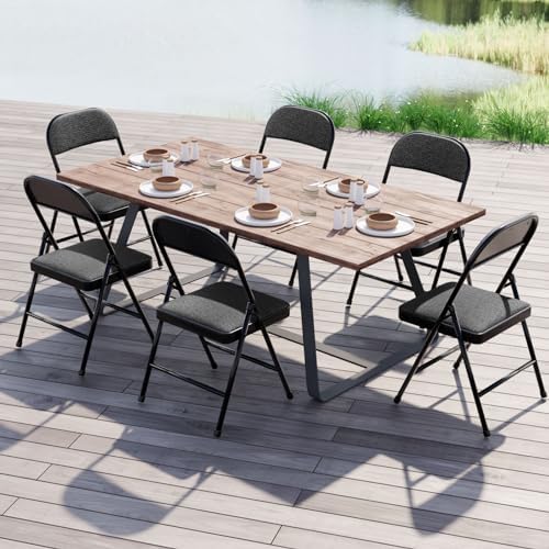 Nazhura 4 Pack Folding Chairs, Fabric Dining Chair Set with Padded Cushion and Back, Indoor Outdoo Seat for Home, alternate