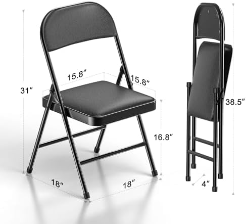 Nazhura 4 Pack Folding Chairs, Fabric Dining Chair Set with Padded Cushion and Back, Indoor Outdoo Seat for Home, alternate