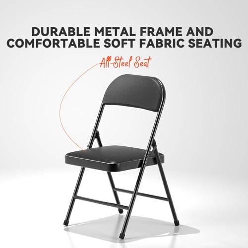 Nazhura 4 Pack Folding Chairs, Fabric Dining Chair Set with Padded Cushion and Back, Indoor Outdoo Seat for Home, alternate
