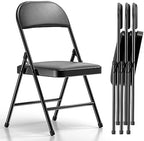 Nazhura Folding Chairs with Padded Vinyl Cushion Chairs with Comfortable Cushion and Durable Steel Frame for