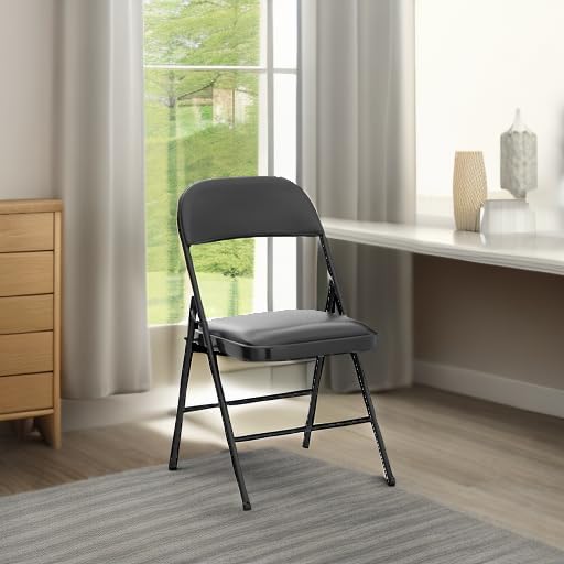 Nazhura Folding Chairs with Padded Vinyl Cushion Chairs with Comfortable Cushion and Durable Steel Frame for, alternate view