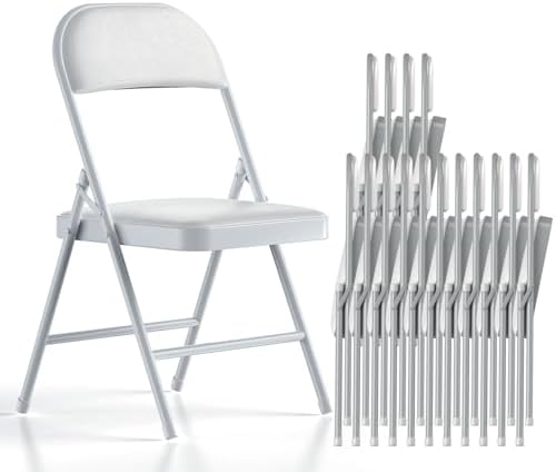 Nazhura Folding Chairs with Padded Vinyl Cushion Chairs with Comfortable Cushion and Durable Steel Frame for