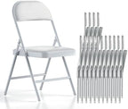 Nazhura Folding Chairs with Padded Vinyl Cushion Chairs with Comfortable Cushion and Durable Steel Frame for