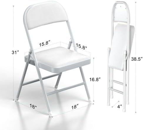 Nazhura Folding Chairs with Padded Vinyl Cushion Chairs with Comfortable Cushion and Durable Steel Frame for, alternate view
