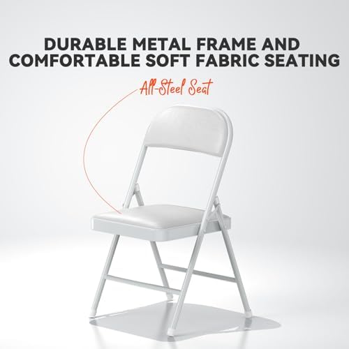 Nazhura Folding Chairs with Padded Vinyl Cushion Chairs with Comfortable Cushion and Durable Steel Frame for, alternate view