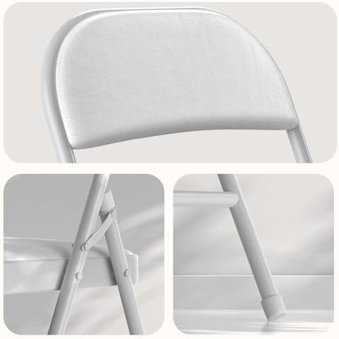 Nazhura Folding Chairs with Padded Vinyl Cushion Chairs with Comfortable Cushion and Durable Steel Frame for, alternate view