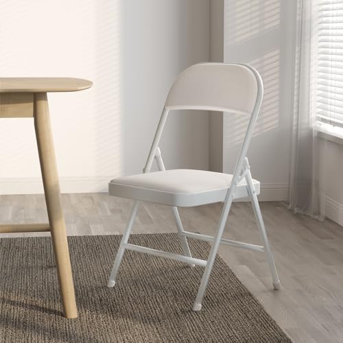 Nazhura Folding Chairs with Padded Vinyl Cushion Chairs with Comfortable Cushion and Durable Steel Frame for, alternate view